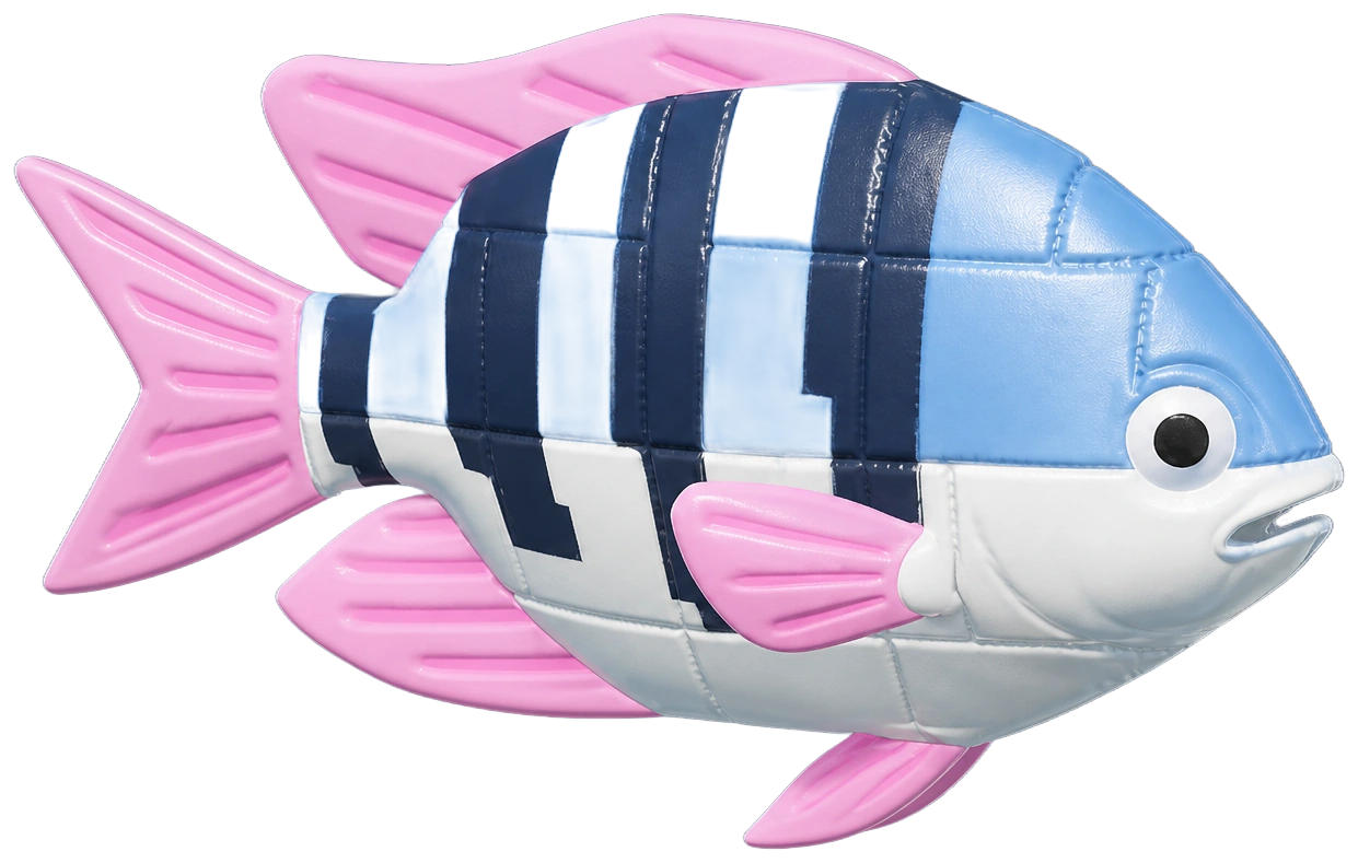 Poisson-clown de blocs bleu dans Heartopia