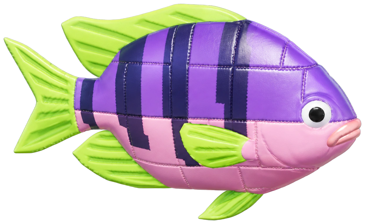 Poisson-clown de blocs violet dans Heartopia